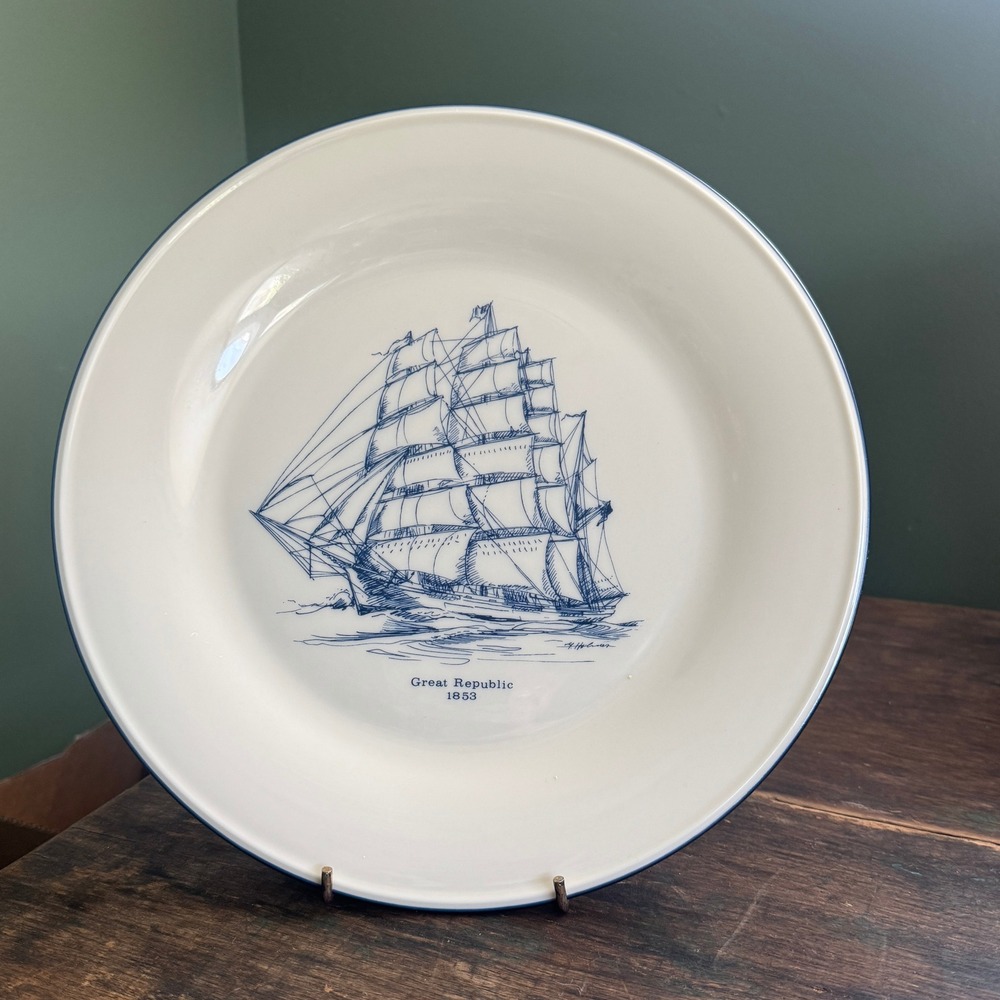 Lenox Special Great Republic 1853 Clipper Ship Nautical Plate Blue White USA